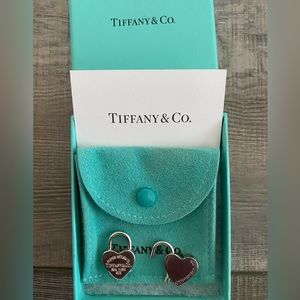 2 Tiffany & Co Heart Padlock Pendants Sterling Silver w/Pouch, Care Card & Box.